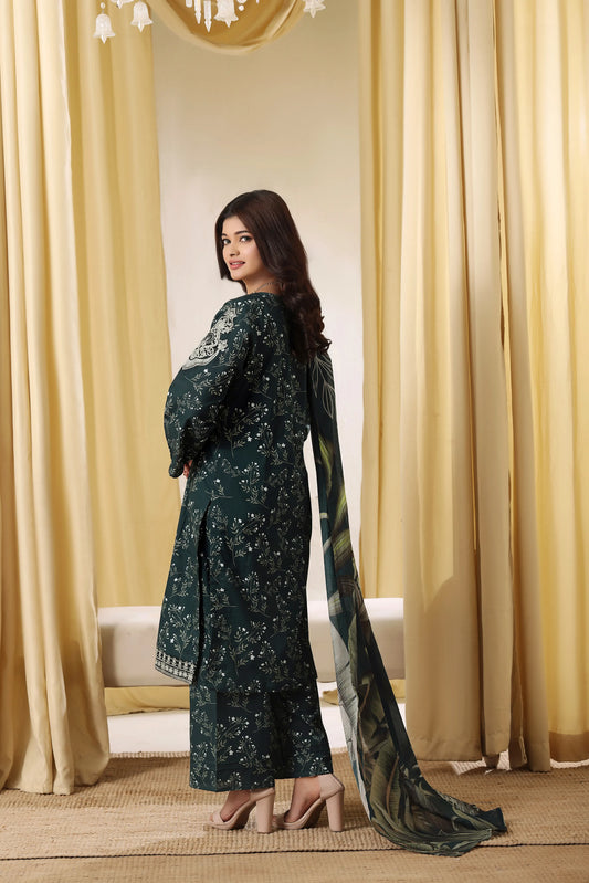 Emerald Lattice | 3Pc Ready to Wear Embroidered Royal Lawn