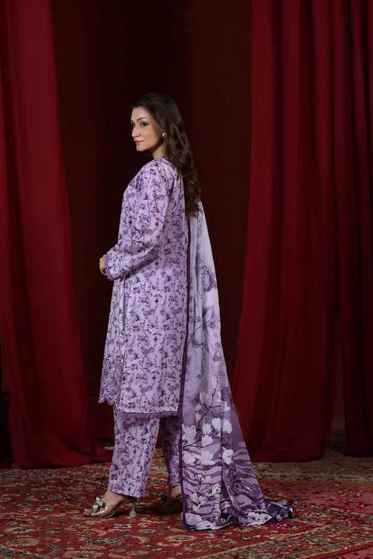 Lavender Heirloom | 3Pc Ready to Wear Heavy Chikankari Lawn