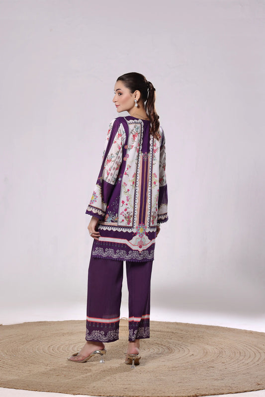 Royal Amethyst | 2Pc Luxury Digital Printed Co-ord Set