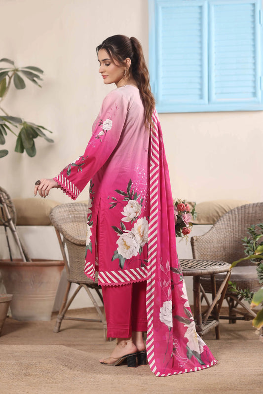 Magenta Bloom | 3Pc Luxury Digital Printed Lawn