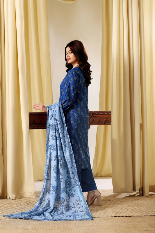 Cobalt Crystal | 3Pc Ready to Wear Sequined Luxury Lawn