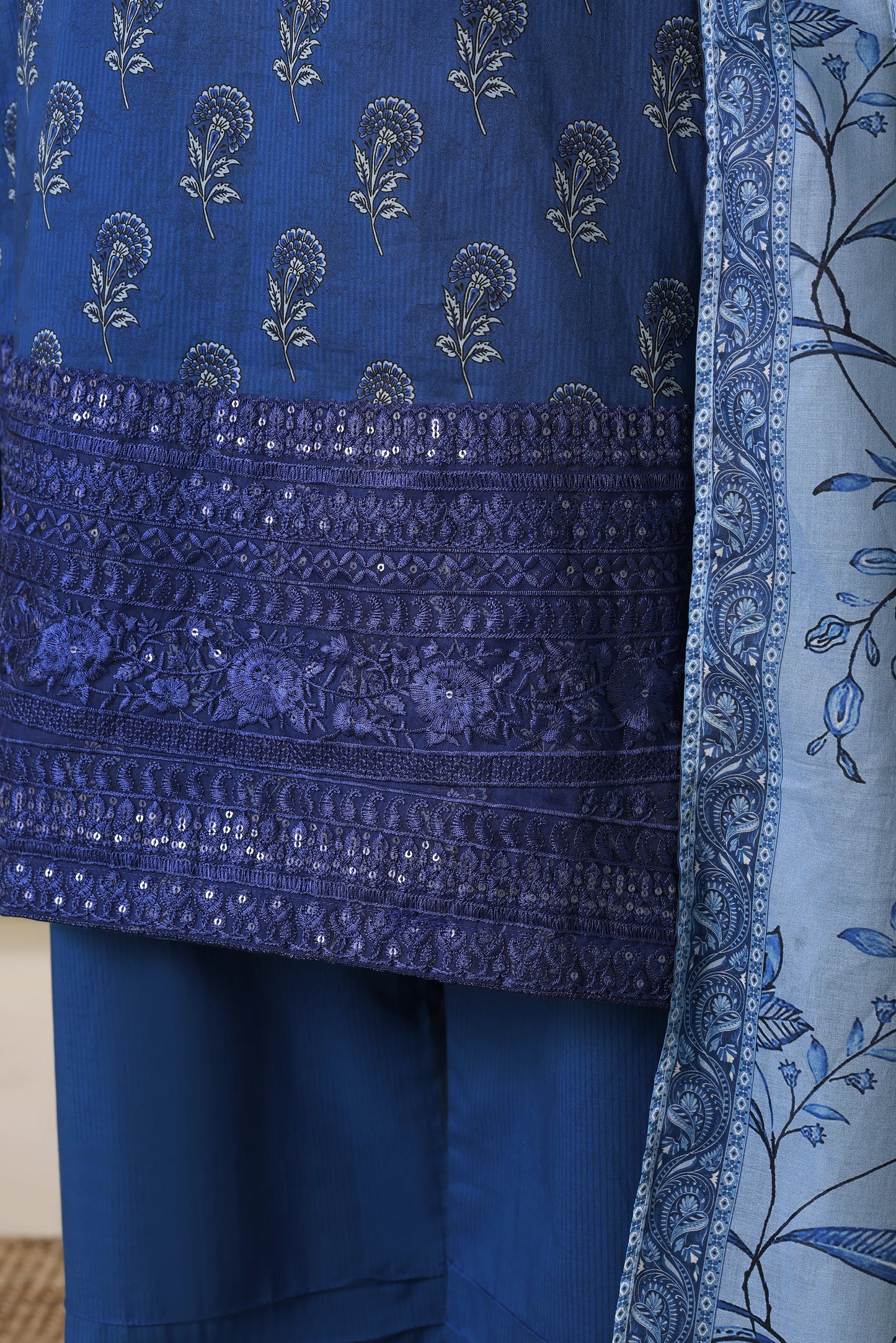 Cobalt Crystal | 3Pc Ready to Wear Sequined Luxury Lawn
