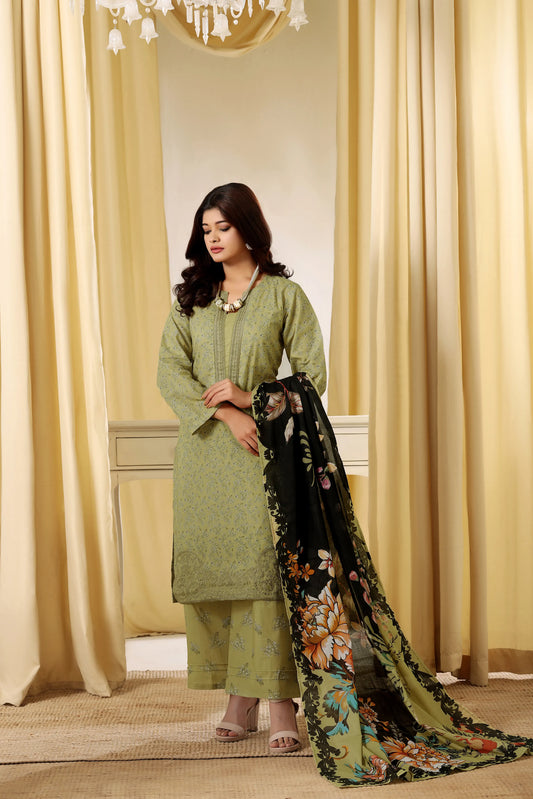 Amber Glaze | 3Pc Ready to Wear Embroidered Luxury Lawn