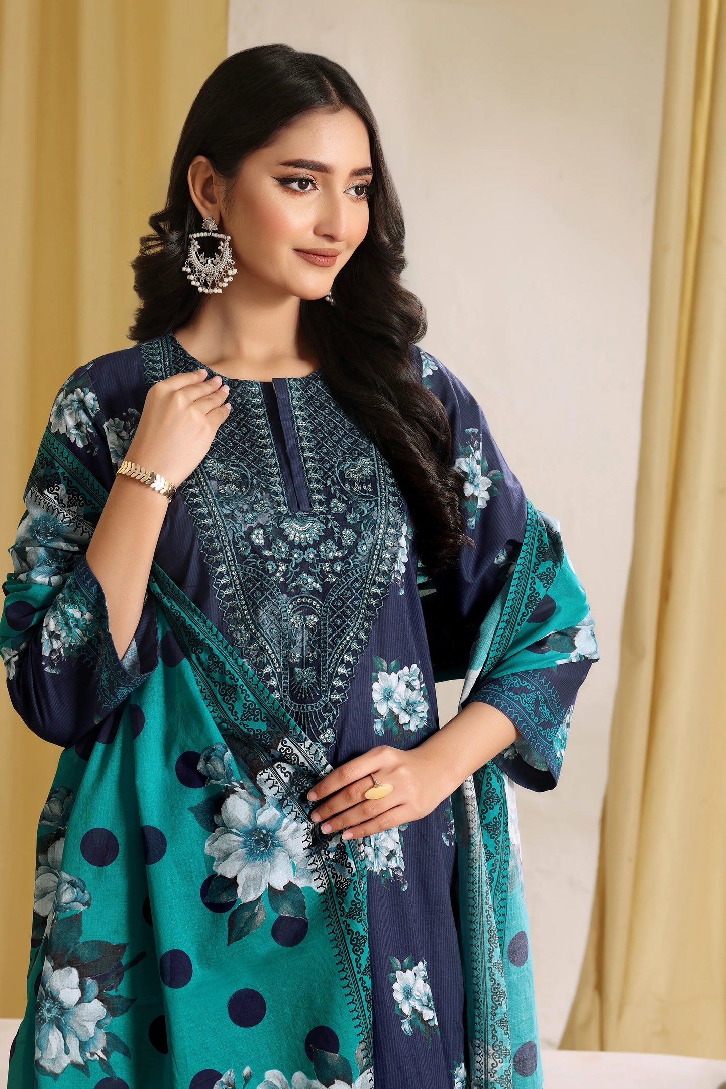 Indigo Frost | 3Pc Ready to Wear Embroidered Royal Lawn