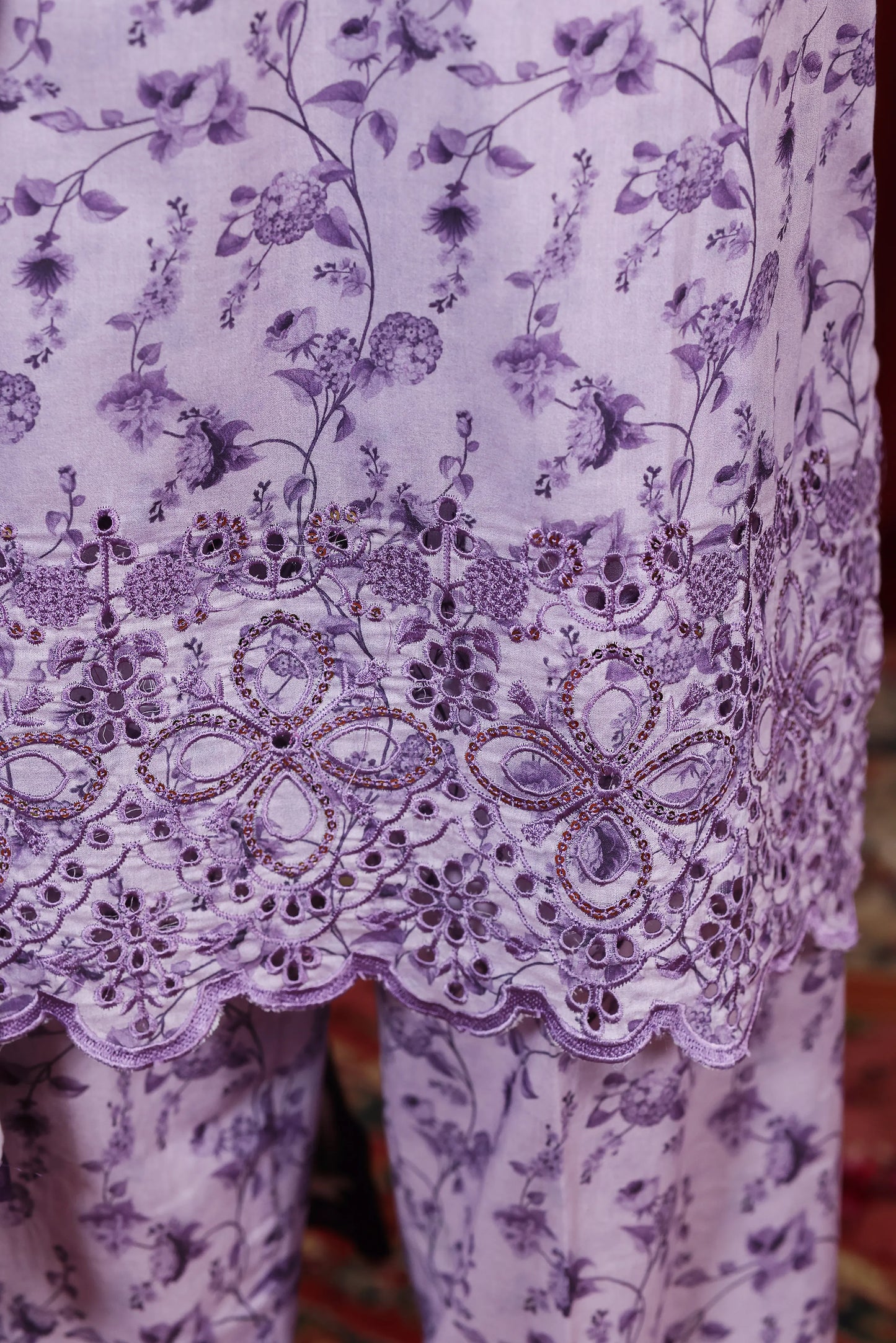 Lavender Heirloom | 3Pc Ready to Wear Heavy Chikankari Lawn