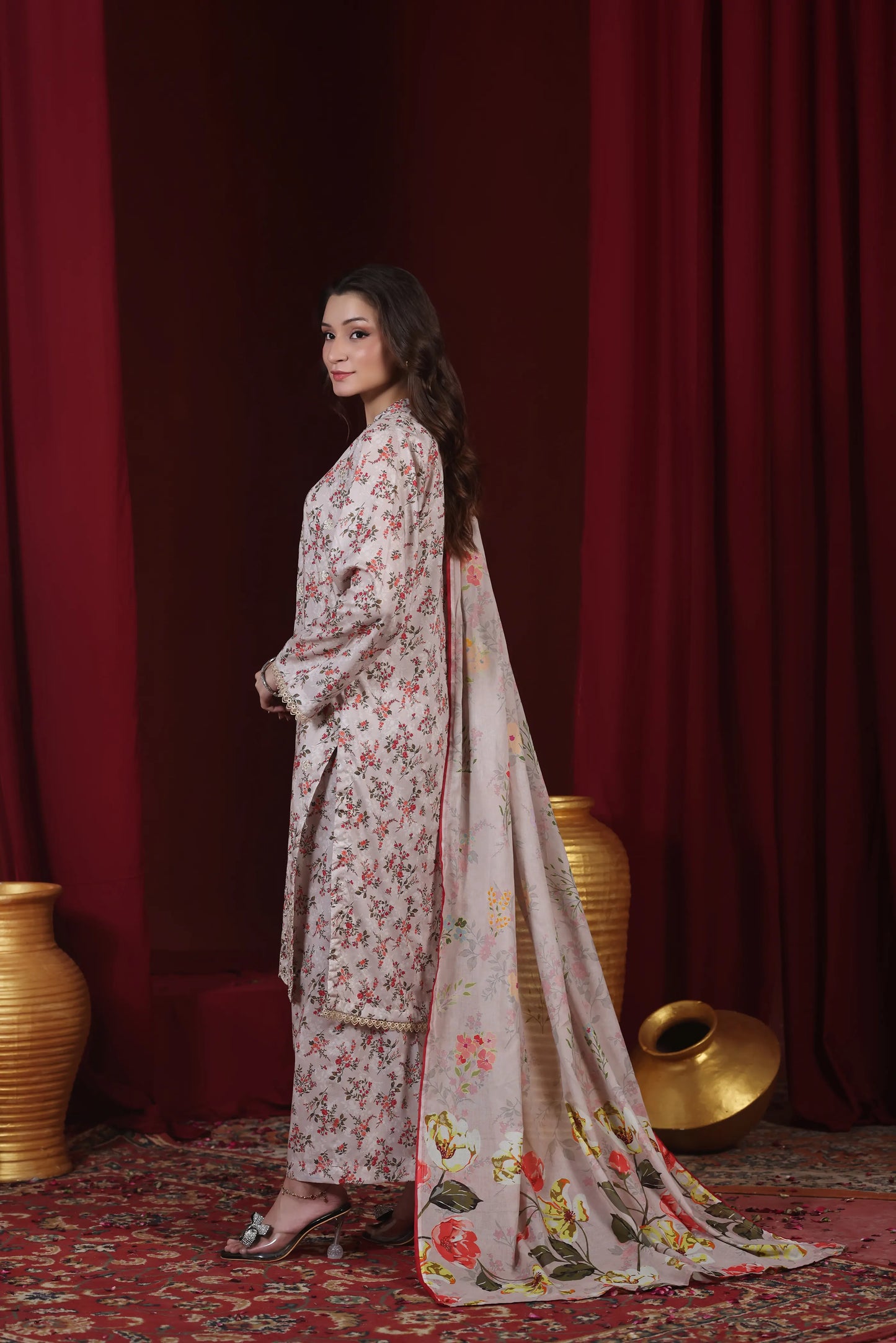 Amber Glaze | 3Pc Ready to Wear Heavy Chikankari Lawn