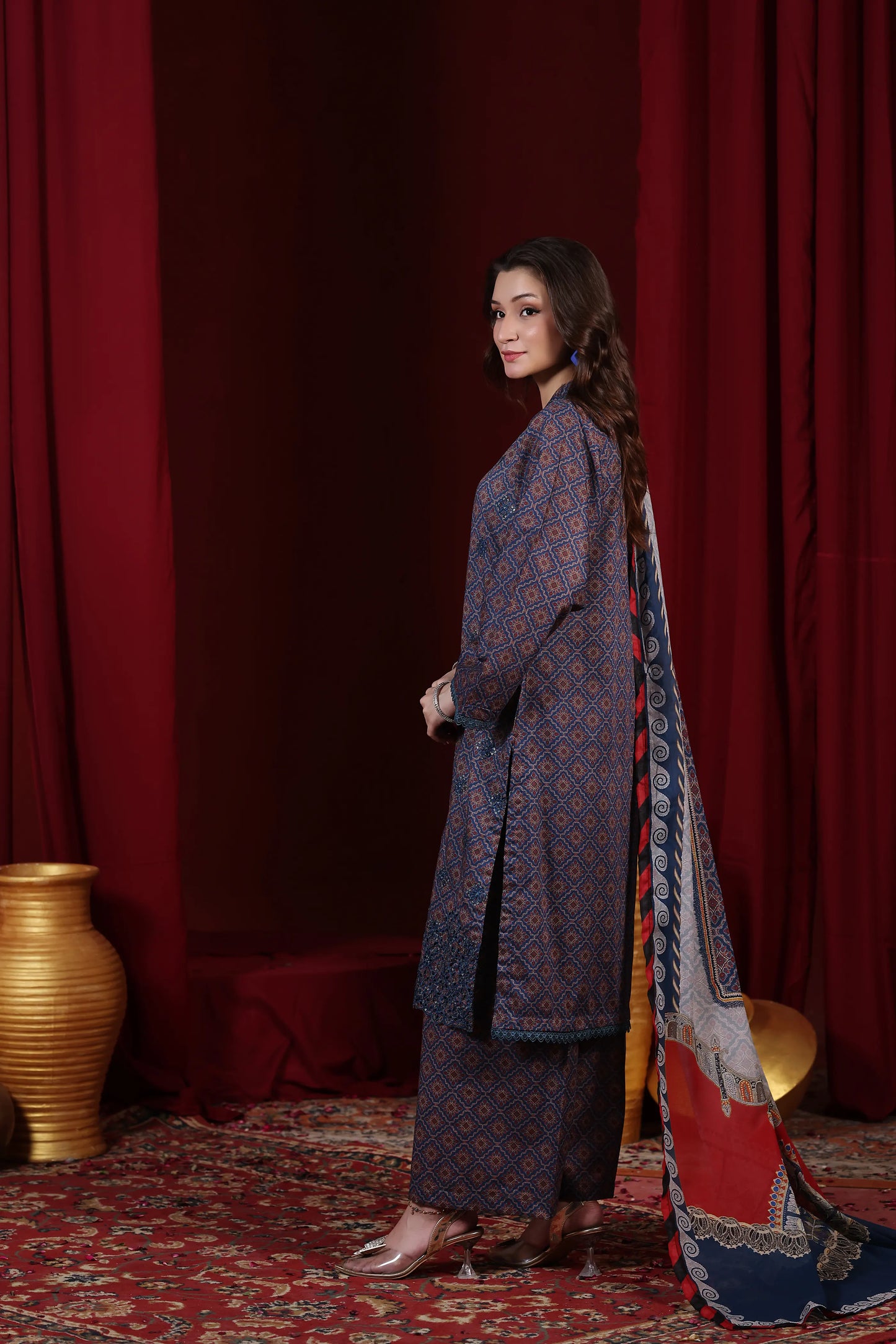 Fuchsia Flare | 3Pc Ready to Wear Heavy Chikankari Lawn