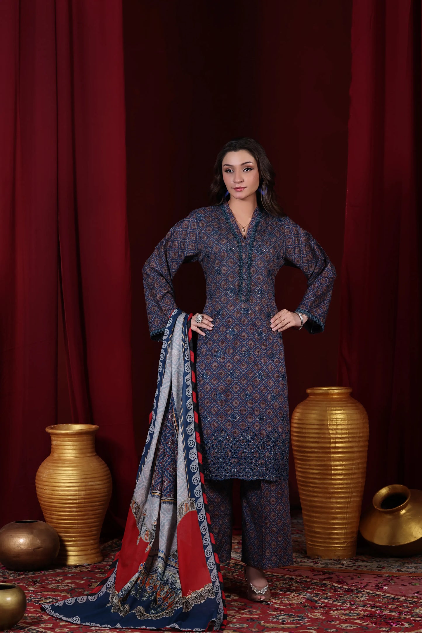 Fuchsia Flare | 3Pc Ready to Wear Heavy Chikankari Lawn