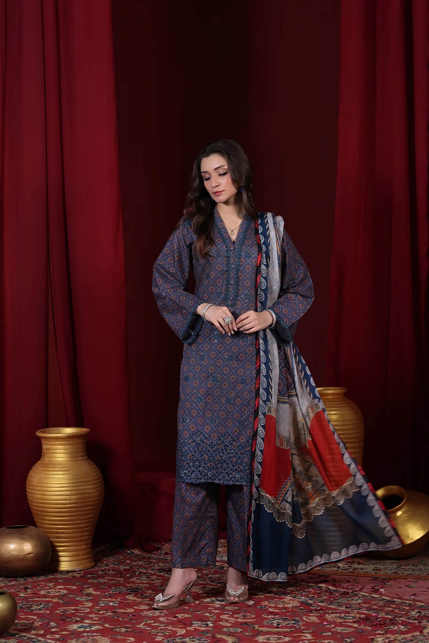 Fuchsia Flare | 3Pc Ready to Wear Heavy Chikankari Lawn