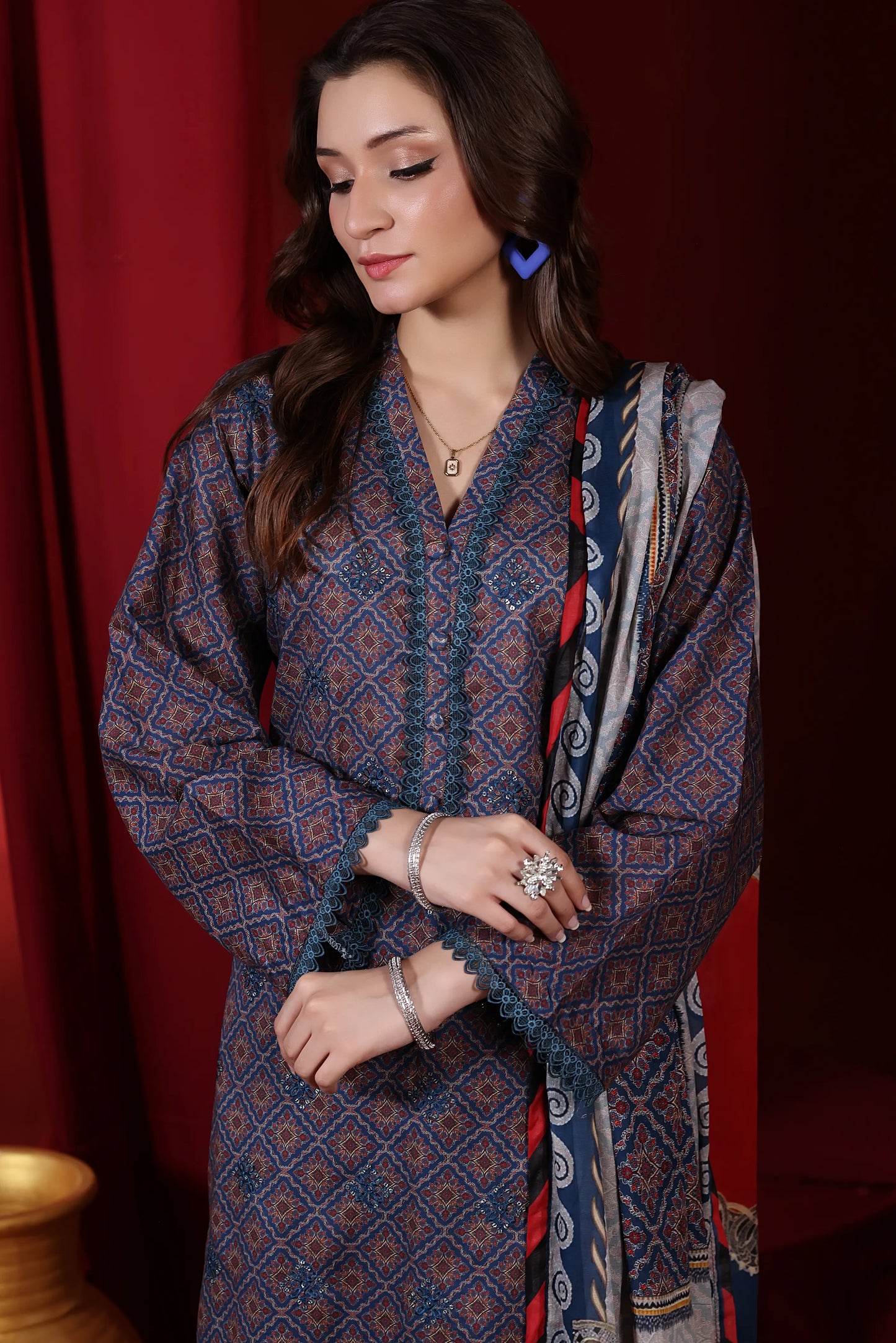 Fuchsia Flare | 3Pc Ready to Wear Heavy Chikankari Lawn