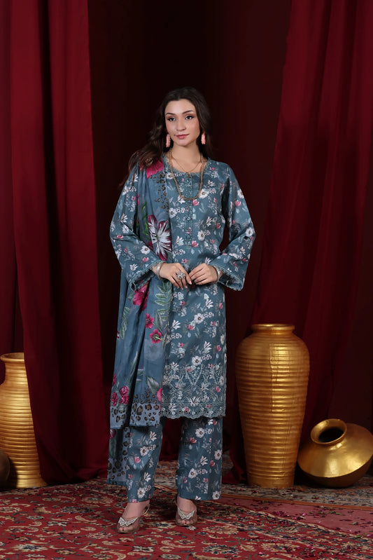 Ivory Glade | 3Pc Ready to Wear Heavy Chikankari Lawn