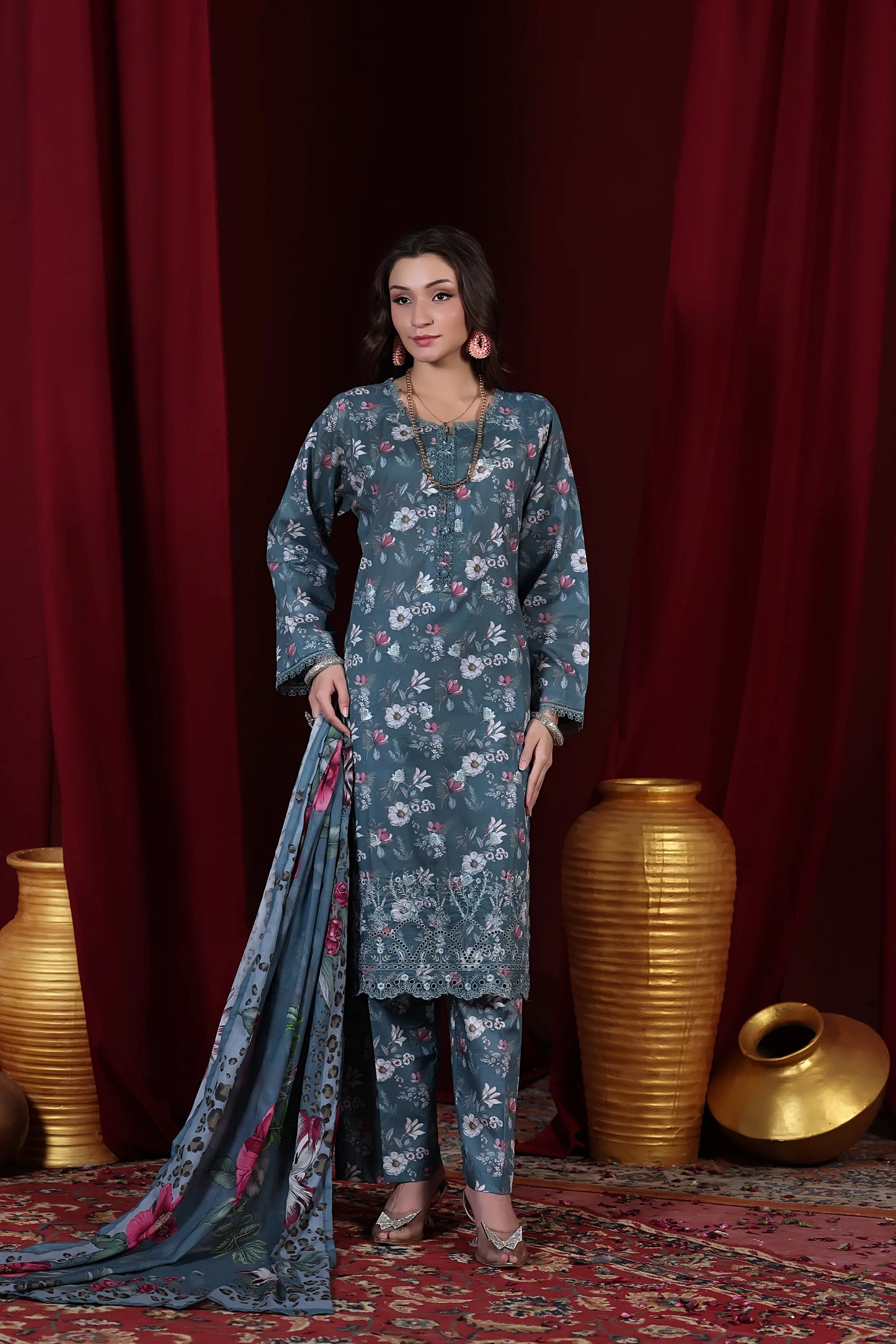 Ivory Glade | 3Pc Ready to Wear Heavy Chikankari Lawn