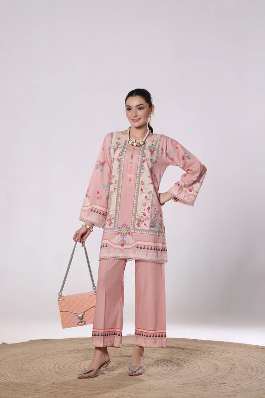 Blush Meadow | 2Pc Luxury Digital Printed Co-ord