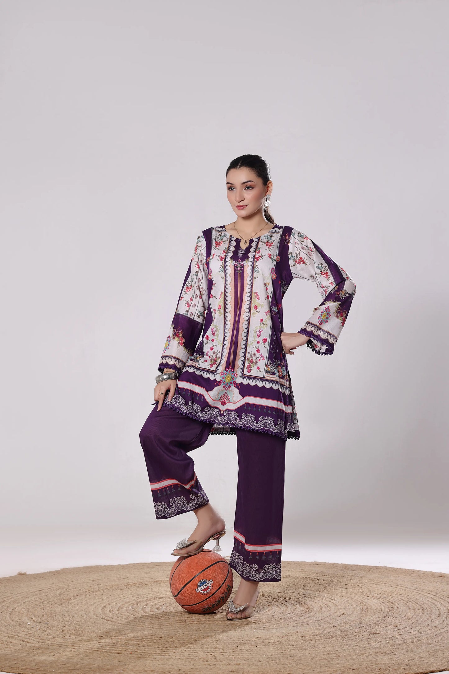 Royal Amethyst | 2Pc Luxury Digital Printed Co-ord Set