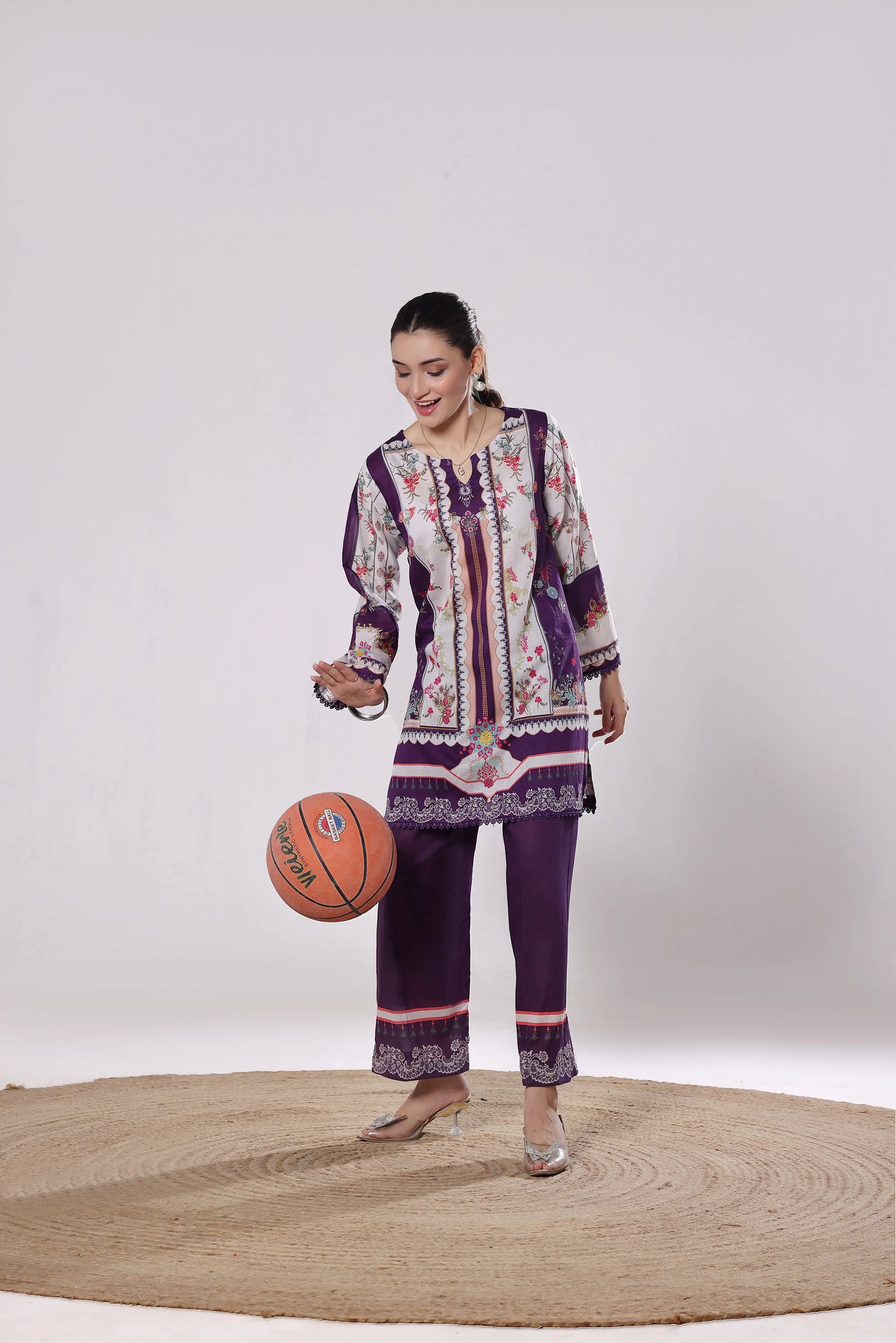 Royal Amethyst | 2Pc Luxury Digital Printed Co-ord Set