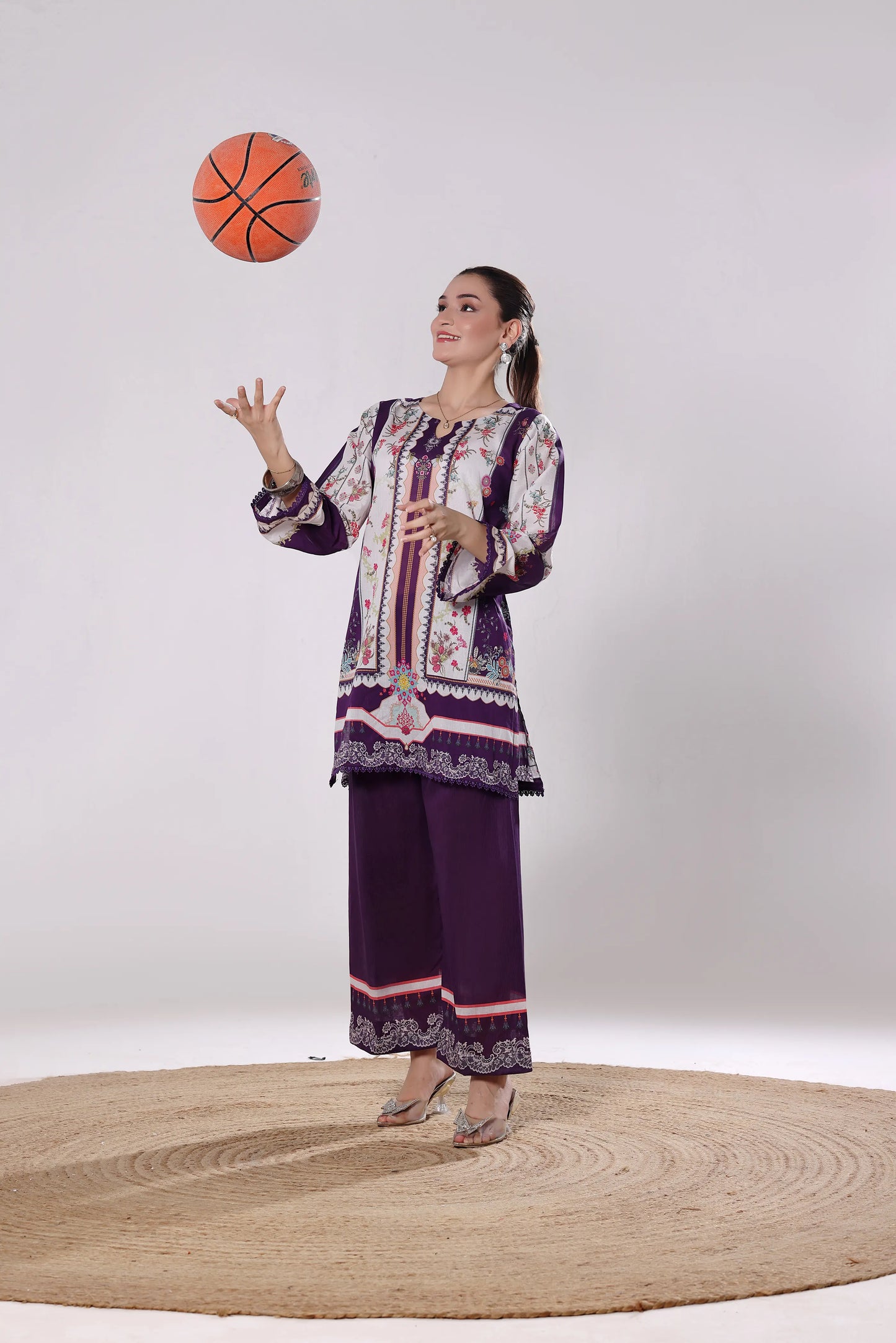 Royal Amethyst | 2Pc Luxury Digital Printed Co-ord Set