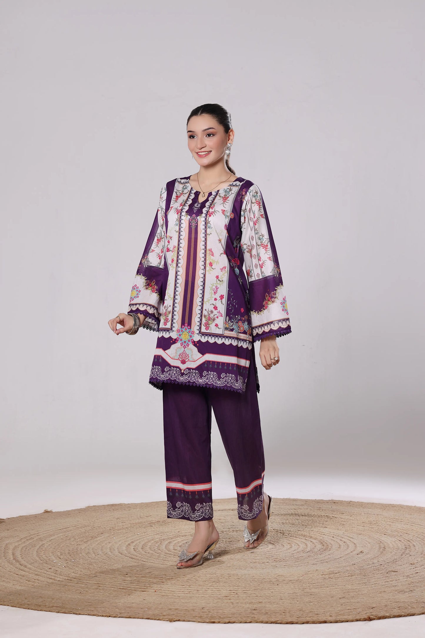 Royal Amethyst | 2Pc Luxury Digital Printed Co-ord Set