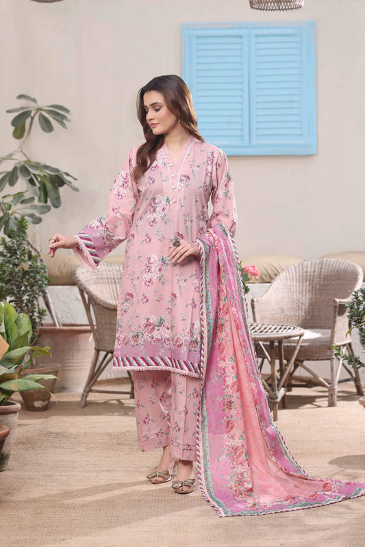 Fuchsia Frost | 3Pc Luxury Digital Printed Lawn