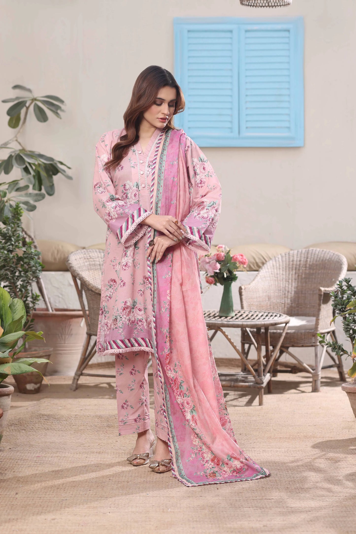 Fuchsia Frost | 3Pc Luxury Digital Printed Lawn