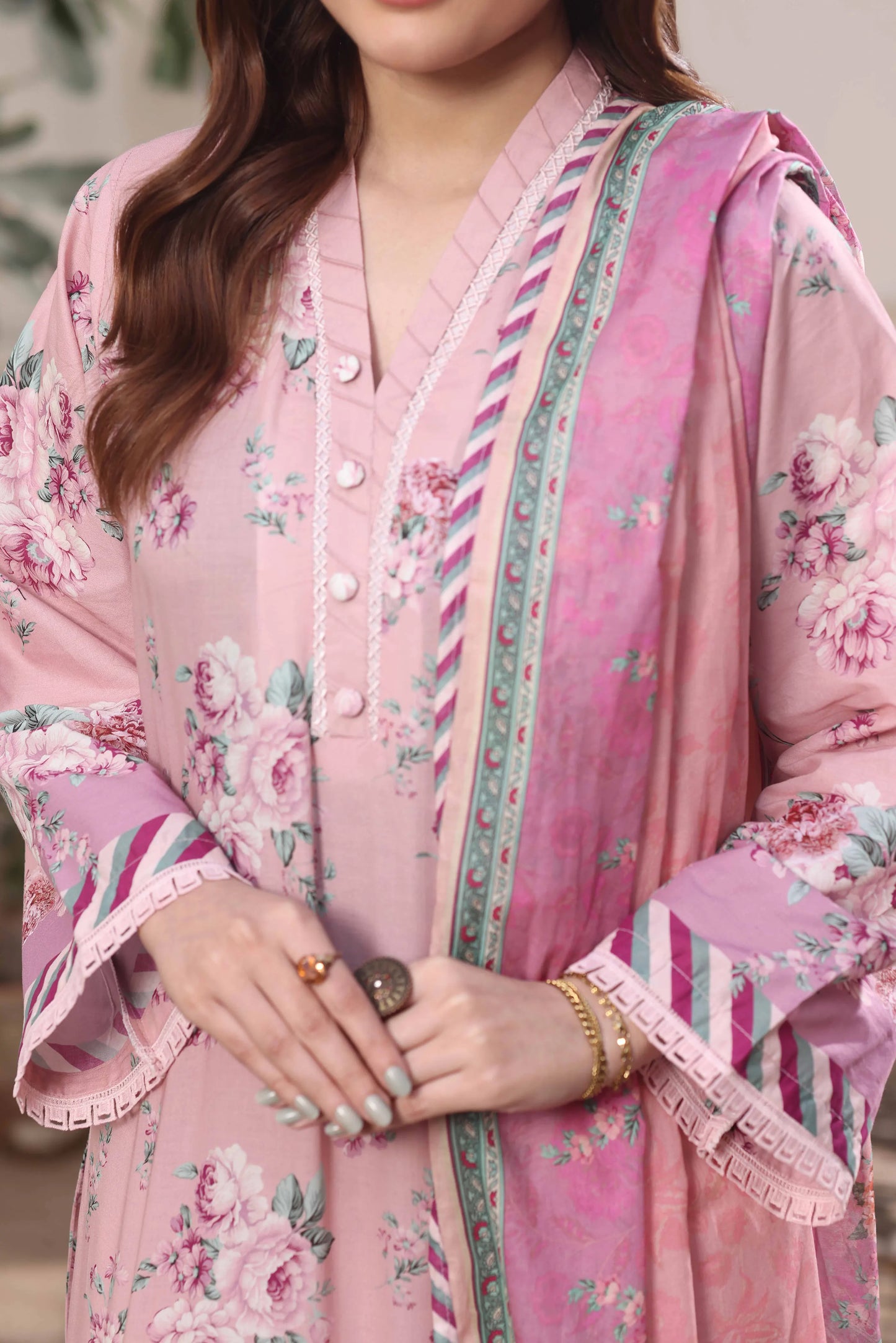 Fuchsia Frost | 3Pc Luxury Digital Printed Lawn
