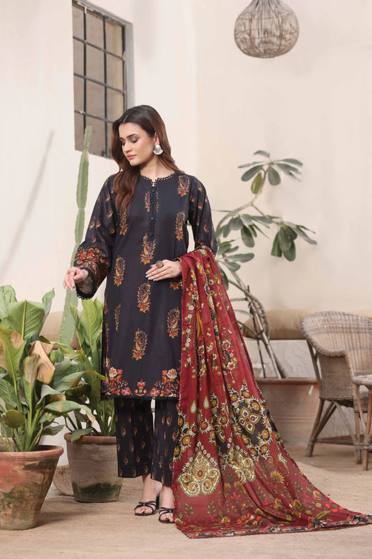 Obsidian Ethnic | 3Pc Luxury Digital Printed Lawn
