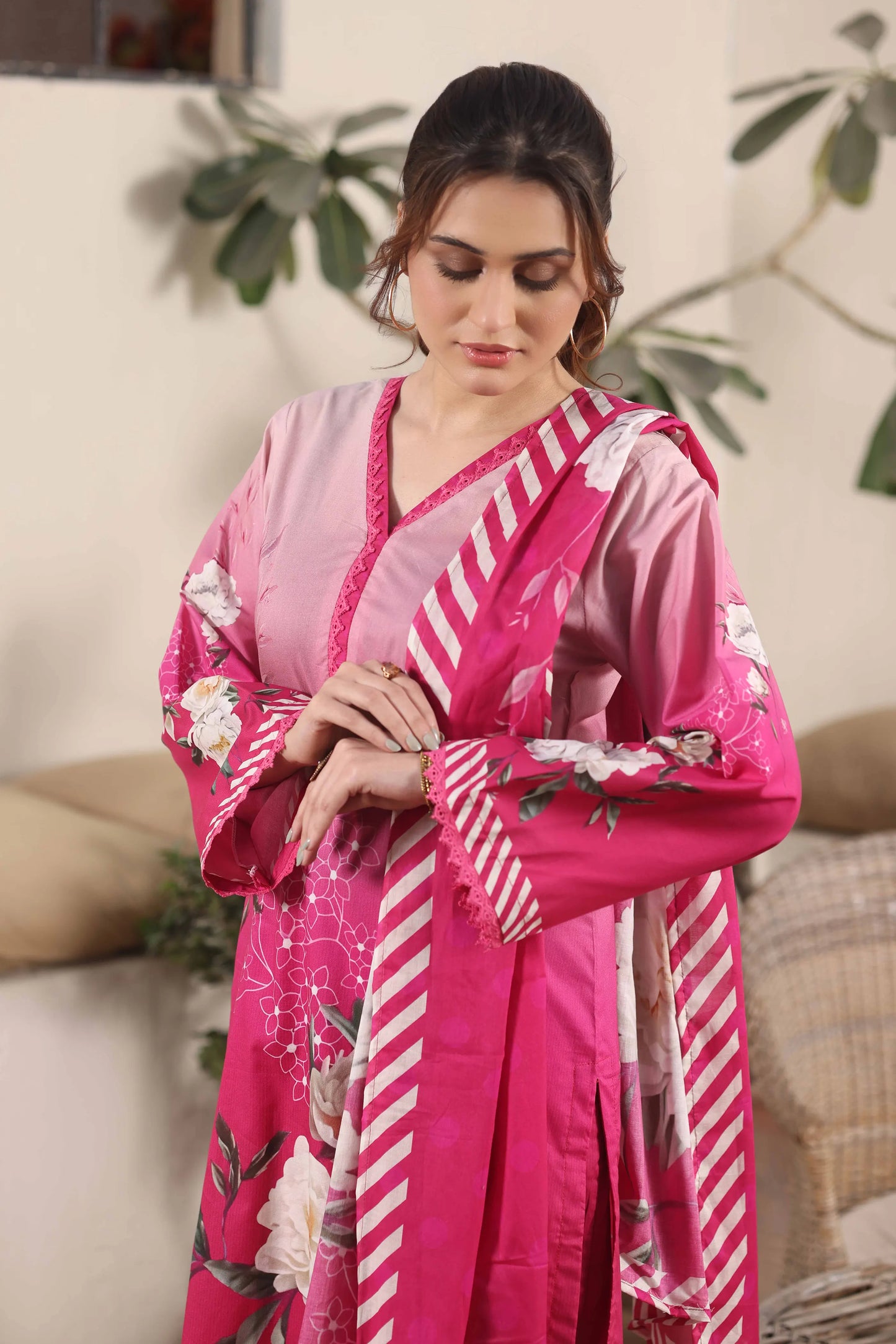Magenta Bloom | 3Pc Luxury Digital Printed Lawn