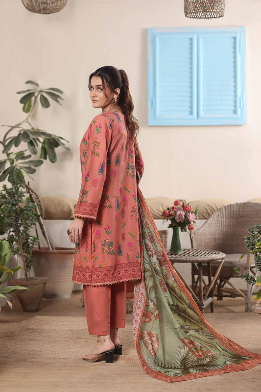 Earthy Flora | 3Pc Luxury Digital Printed Lawn