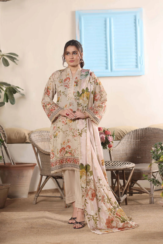 Vintage Rose | 3Pc Luxury Digital Printed Lawn