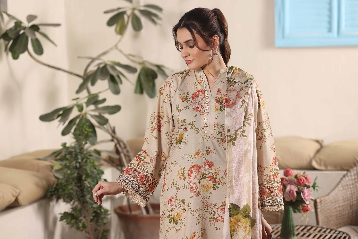 Vintage Rose | 3Pc Luxury Digital Printed Lawn