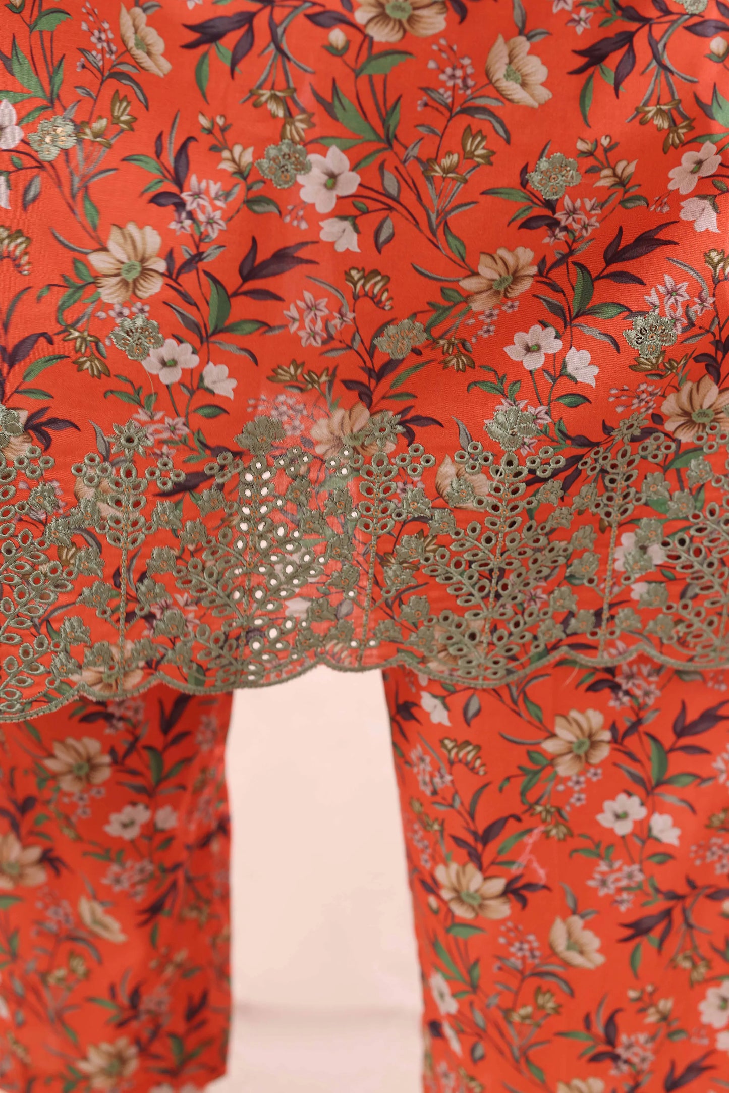 Vermilion Vine | 3Pc Ready to Wear Heavy Chikankari Lawn