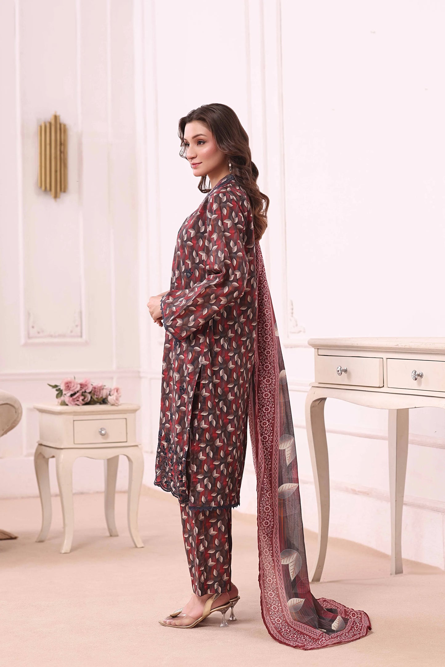 Obsidian Foliage | 3Pc Ready to Wear Heavy Chikankari Lawn
