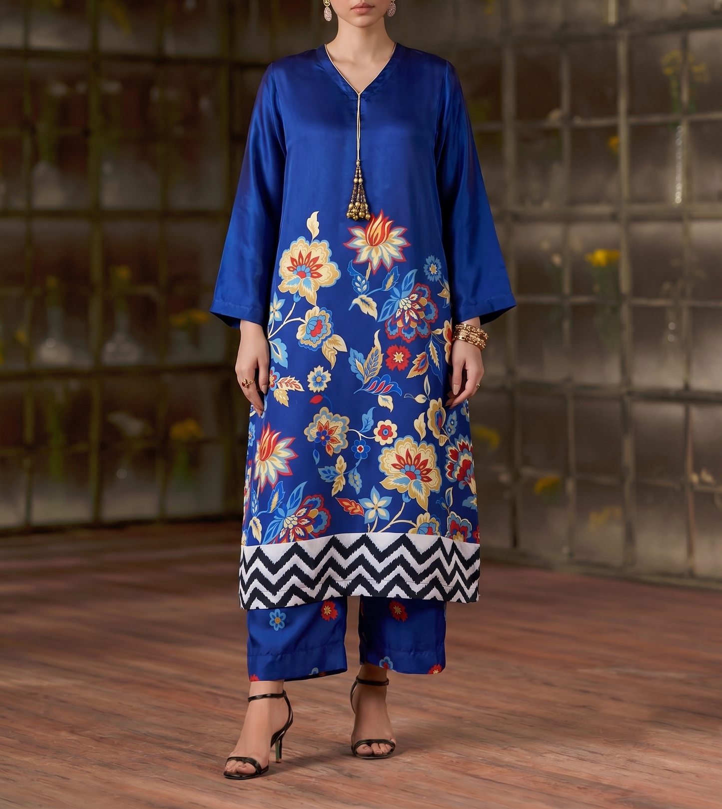 Printed Silk Long Shirt