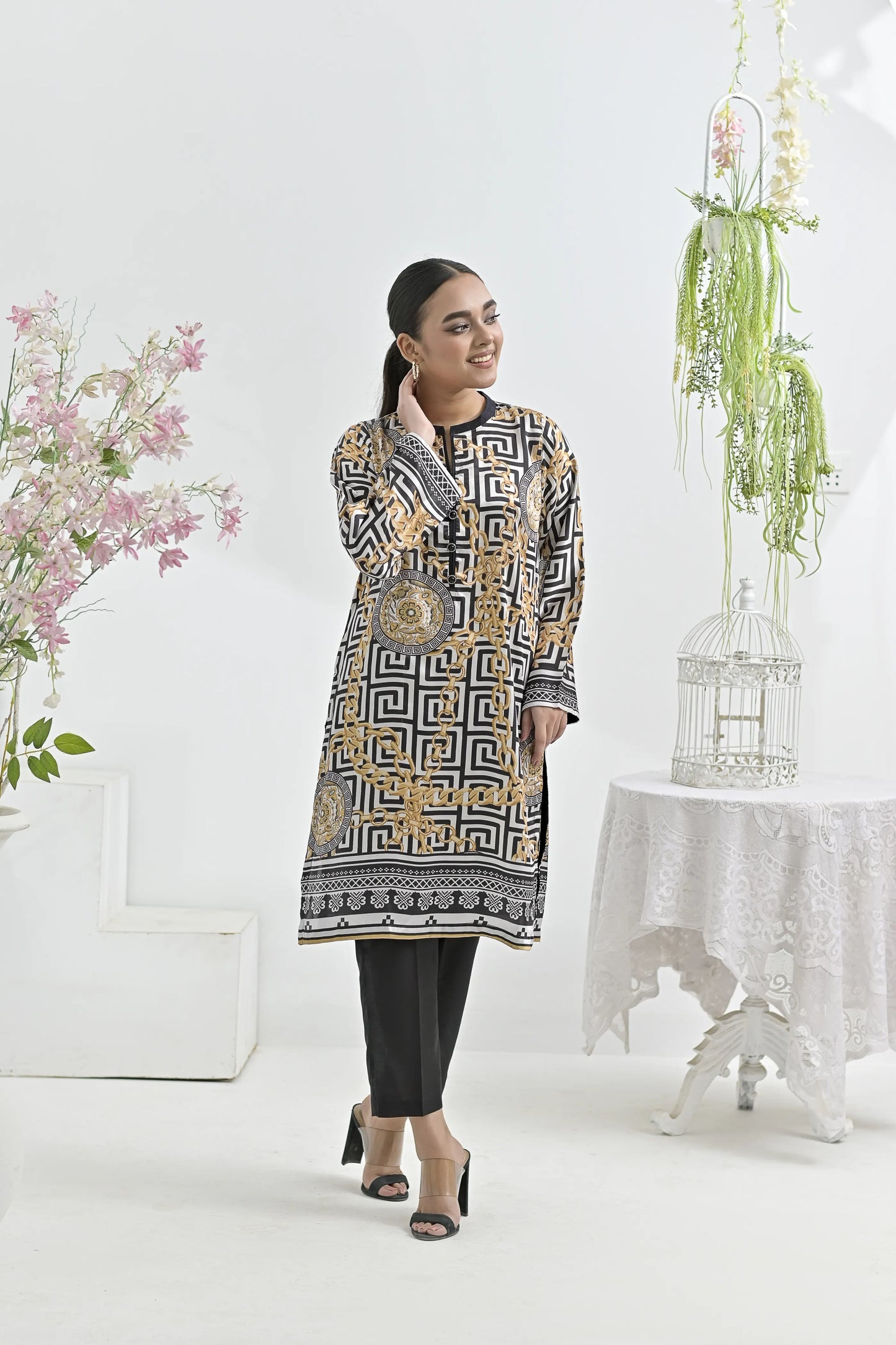 Monarchy Maze | Ready-to-Wear Digital Printed Charmuse Silk