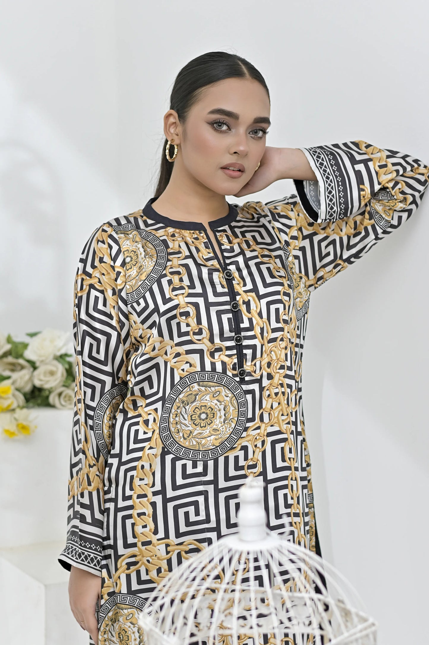 Monarchy Maze | Ready-to-Wear Digital Printed Charmuse Silk