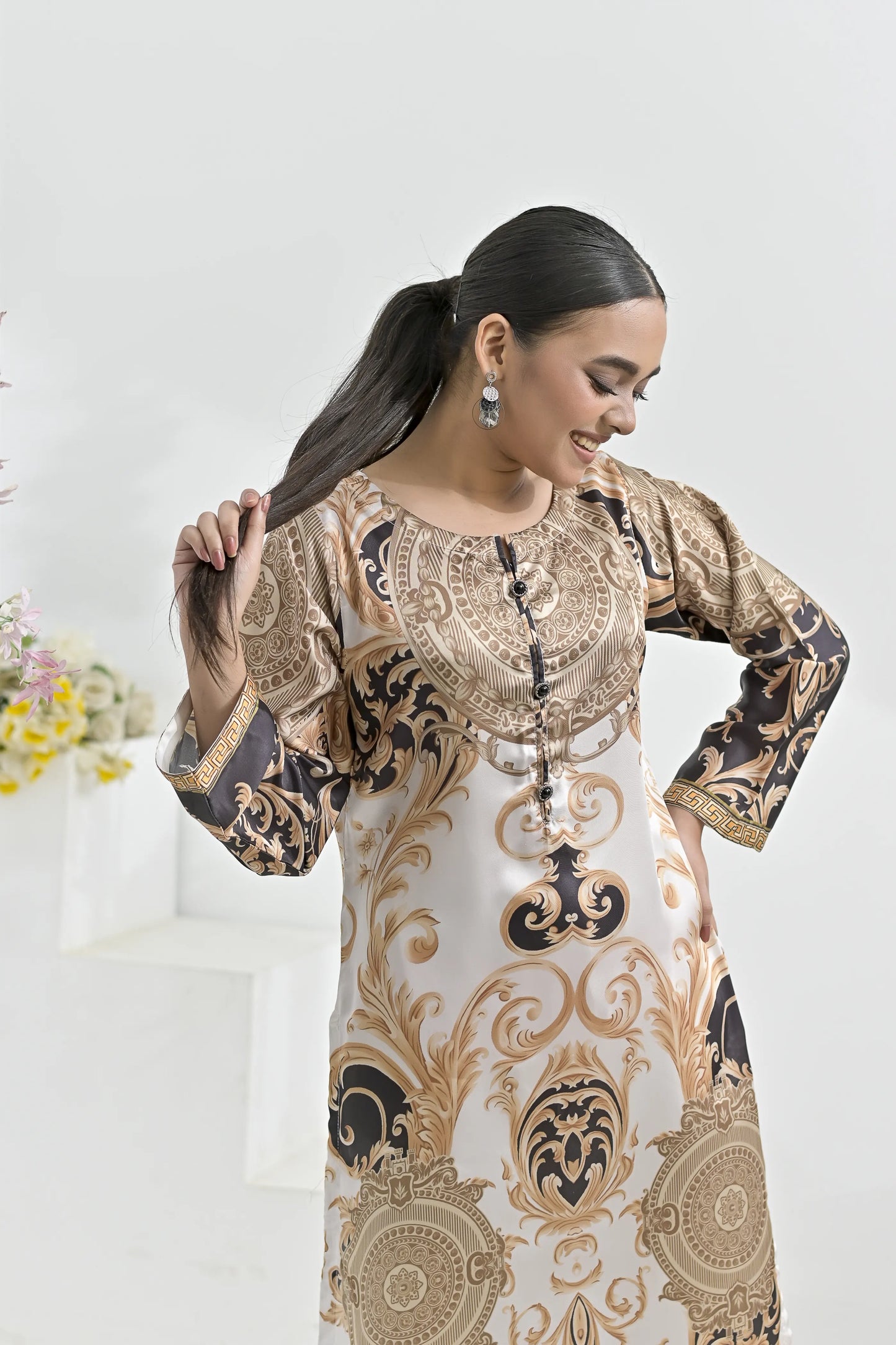 Regal Renaissance | Ready-to-Wear Digital Printed Charmuse Silk