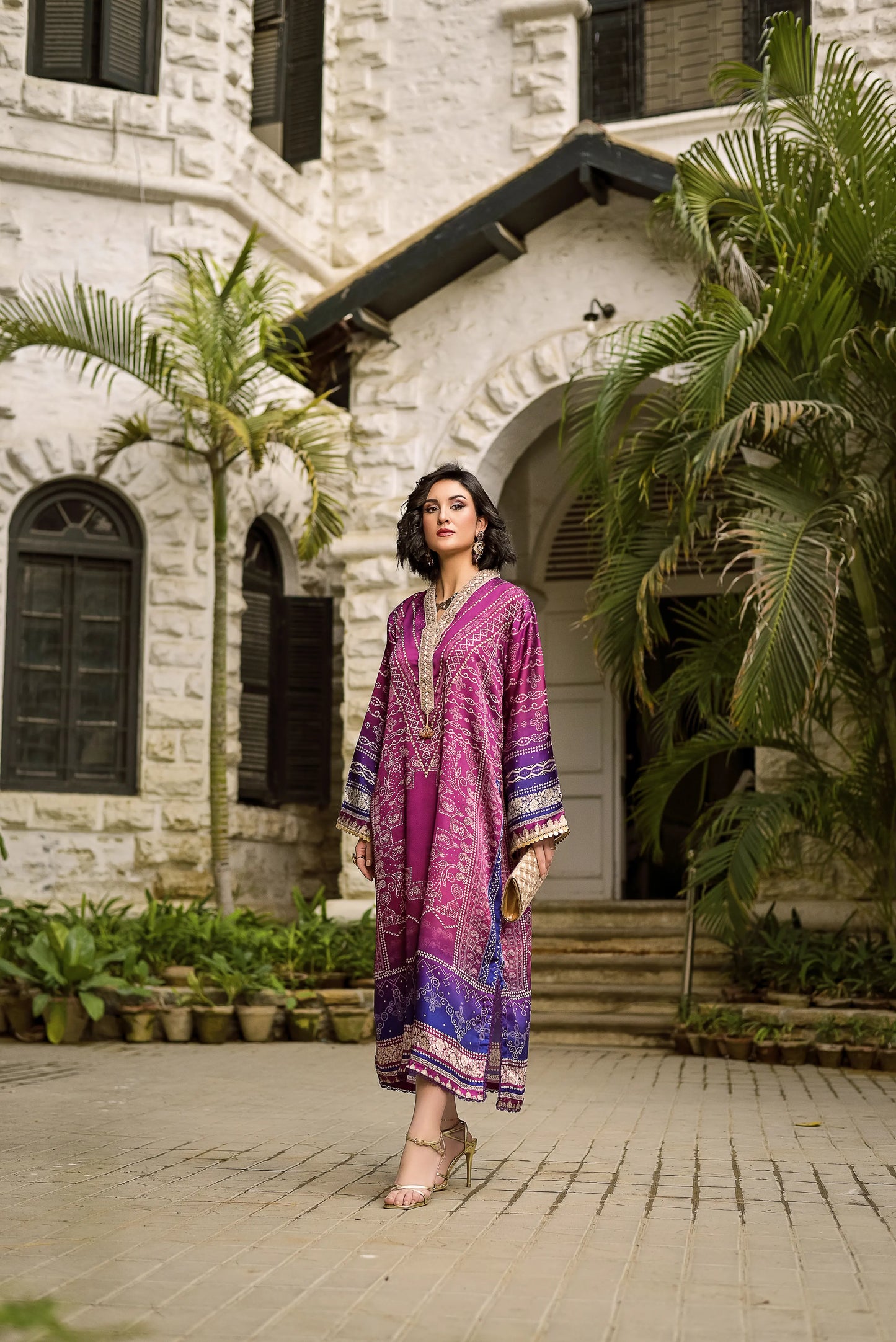 Ruby Charm | Printed Silk Long Shirt