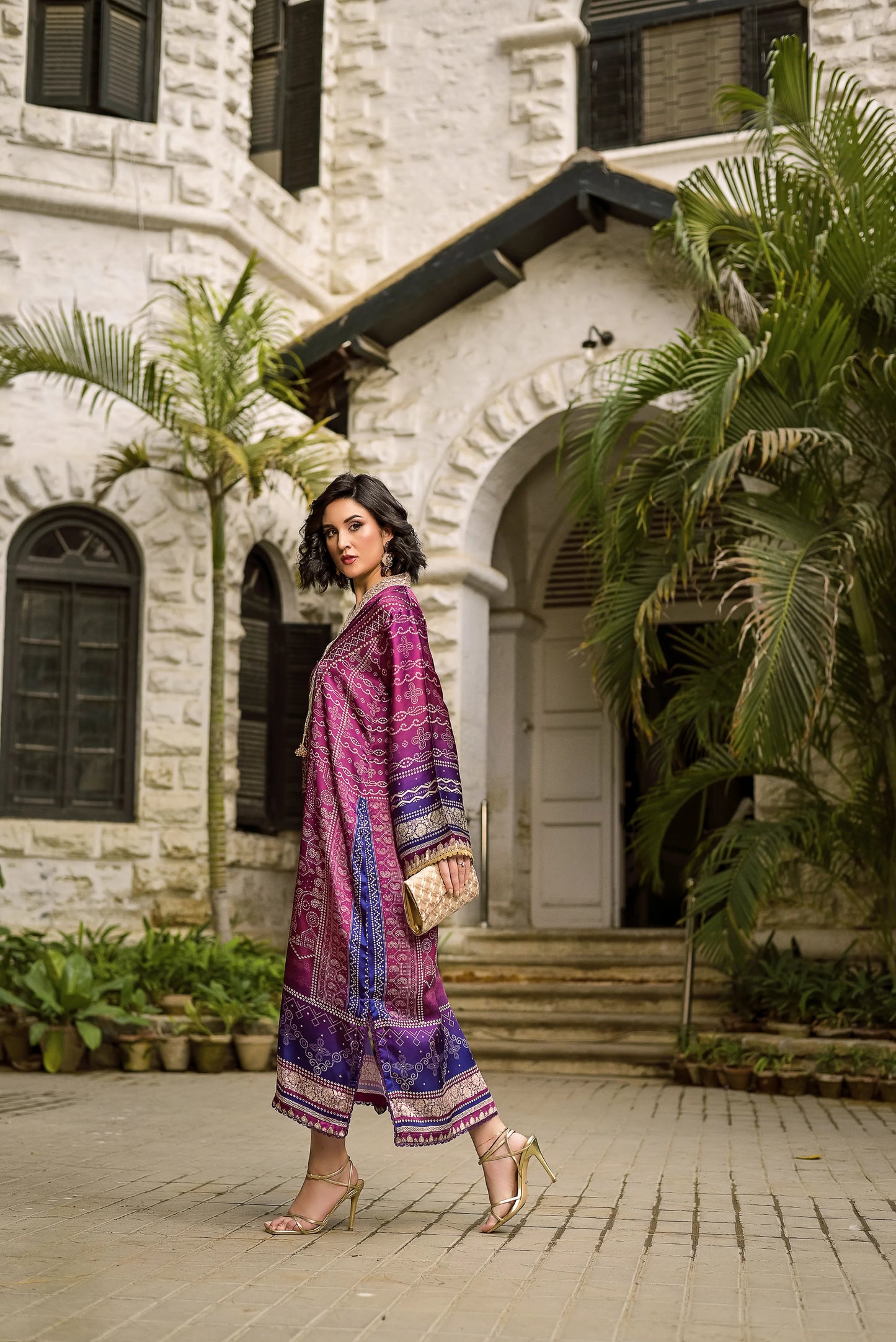Ruby Charm | Printed Silk Long Shirt