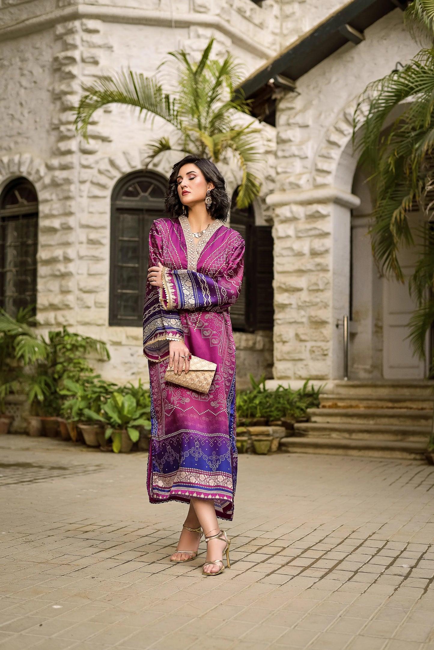 Ruby Charm | Printed Silk Long Shirt