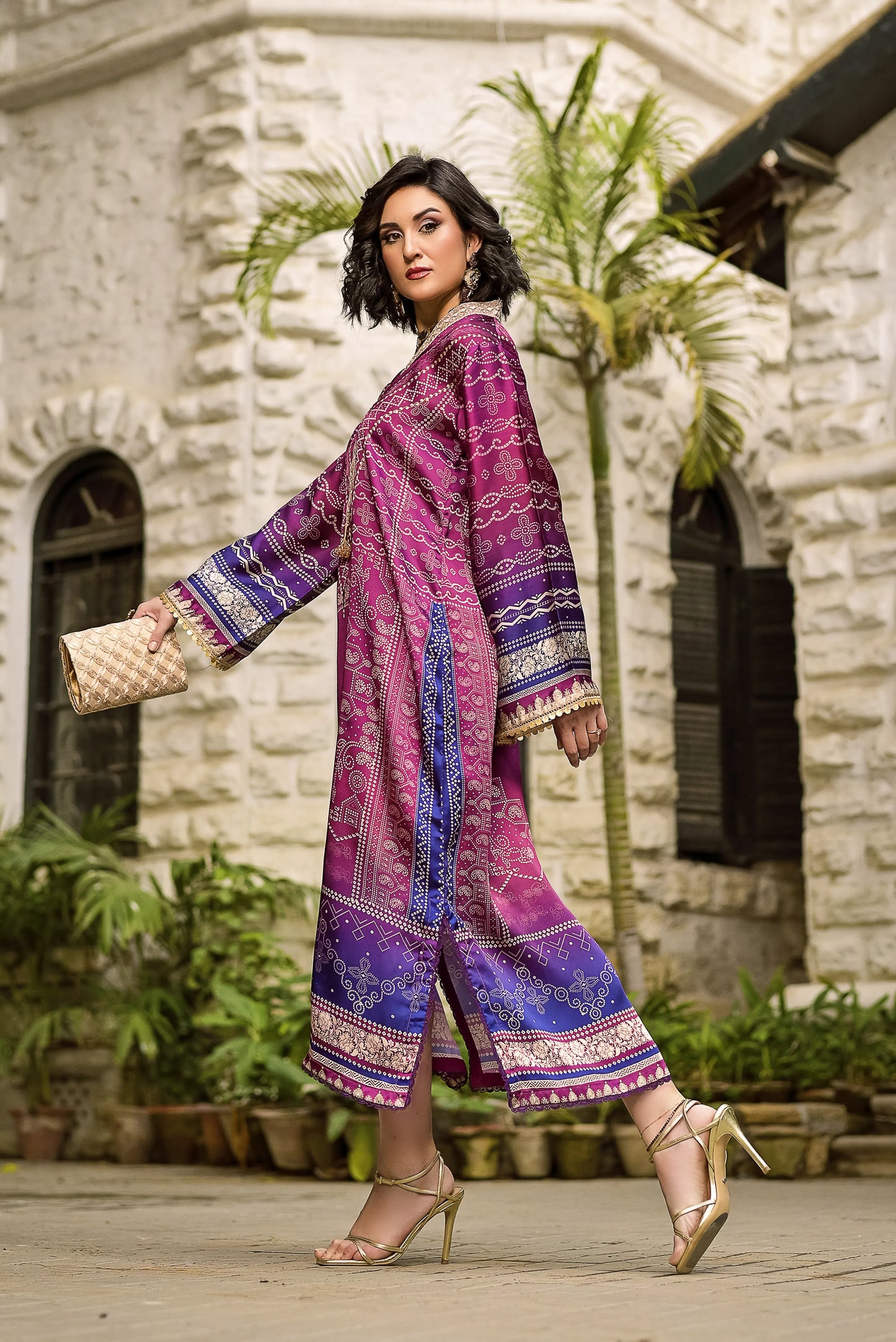 Ruby Charm | Printed Silk Long Shirt