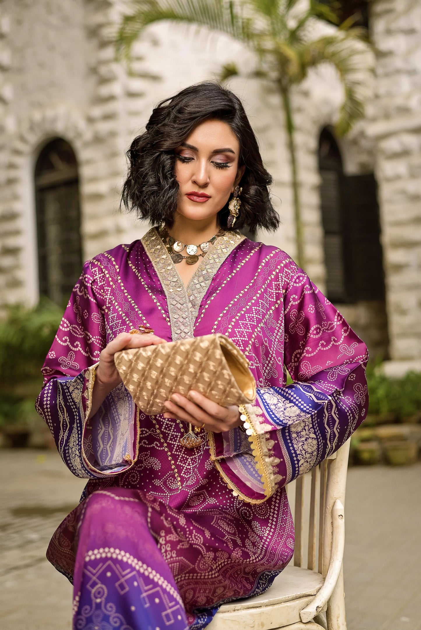 Ruby Charm | Printed Silk Long Shirt