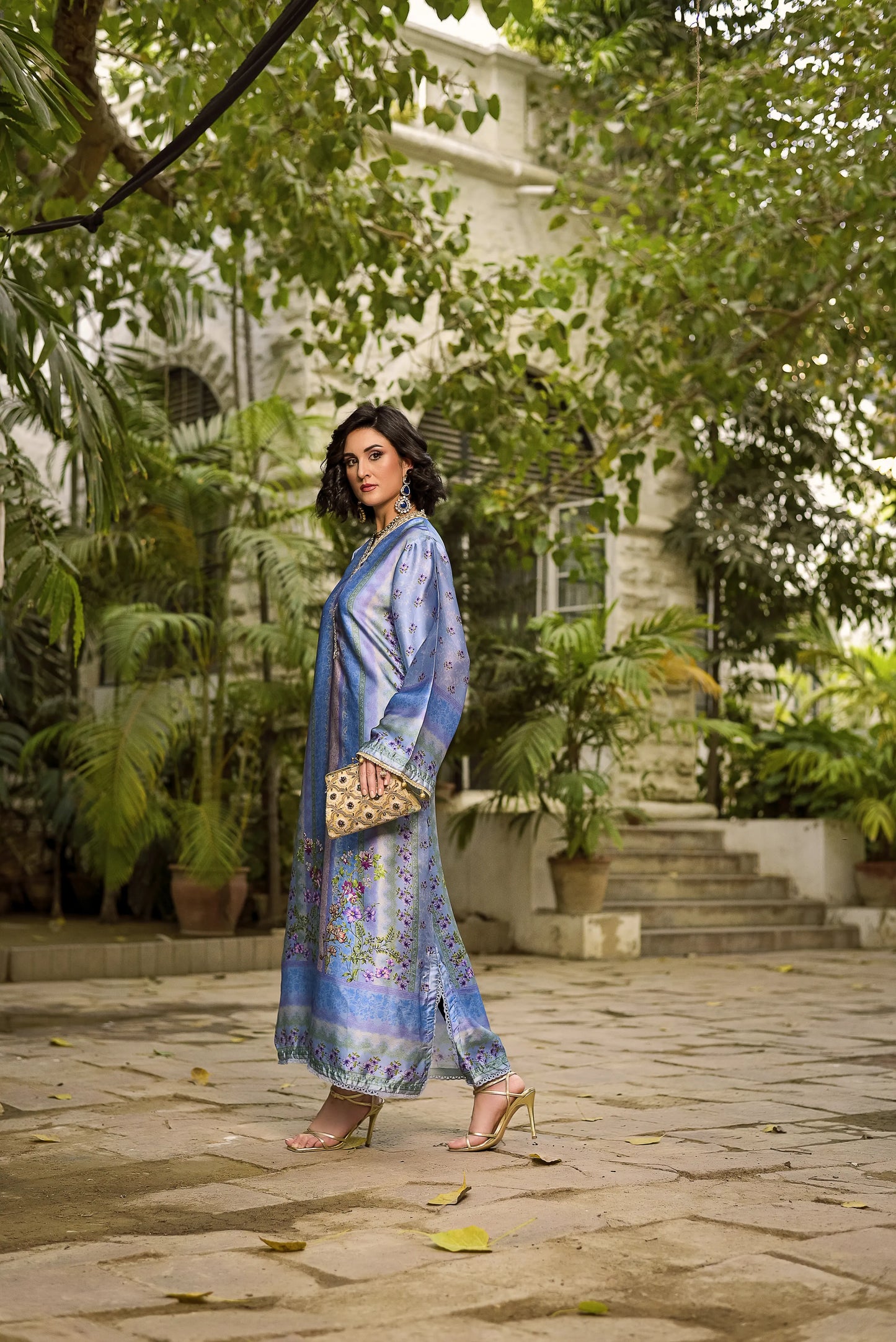 Moonlit Blush | Printed Silk Long Shirt