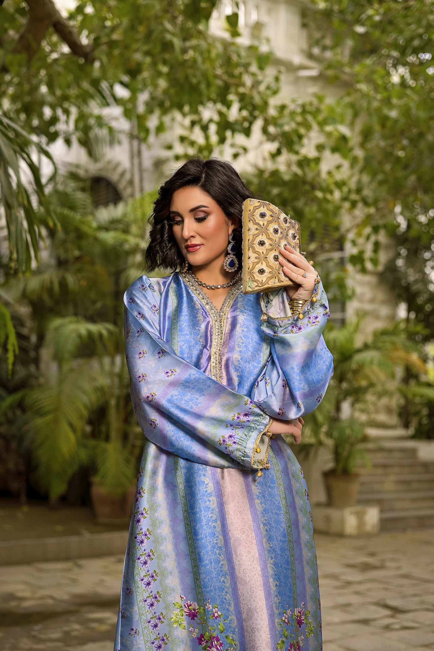 Moonlit Blush | Printed Silk Long Shirt