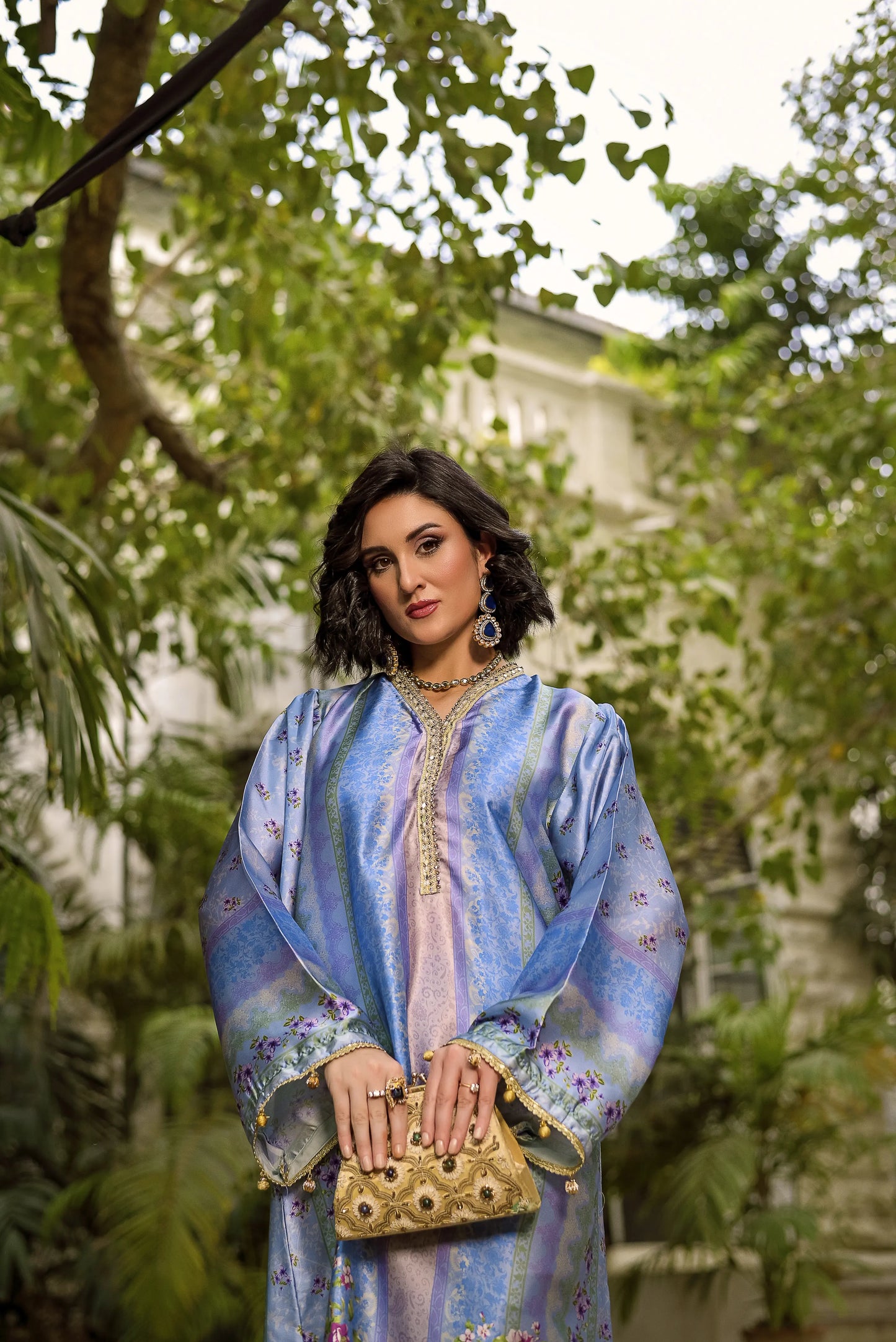 Moonlit Blush | Printed Silk Long Shirt