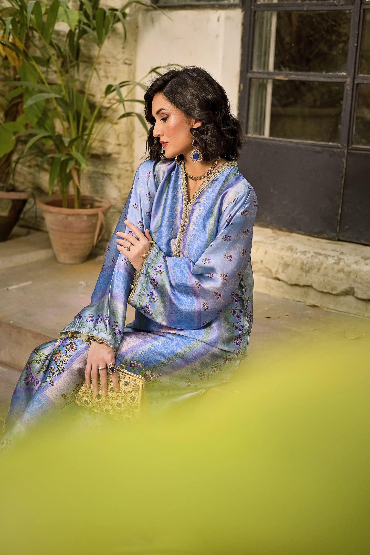 Moonlit Blush | Printed Silk Long Shirt