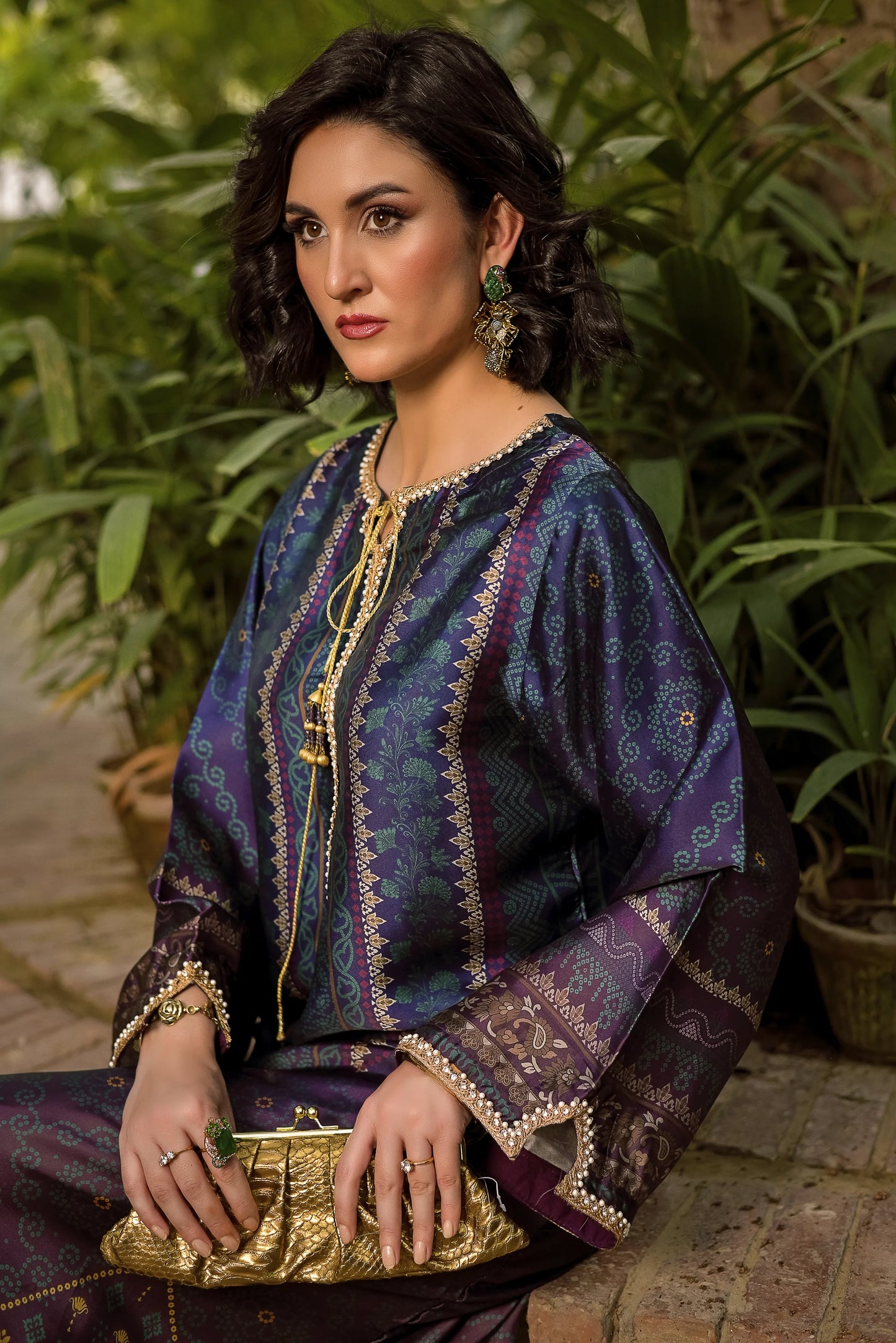 Midnight Bloom | Printed Silk Long Shirt