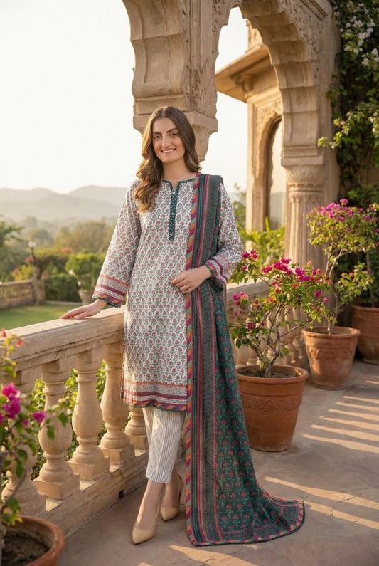 Emerald Orchard | 3Pc Luxury Digital Printed Lawn