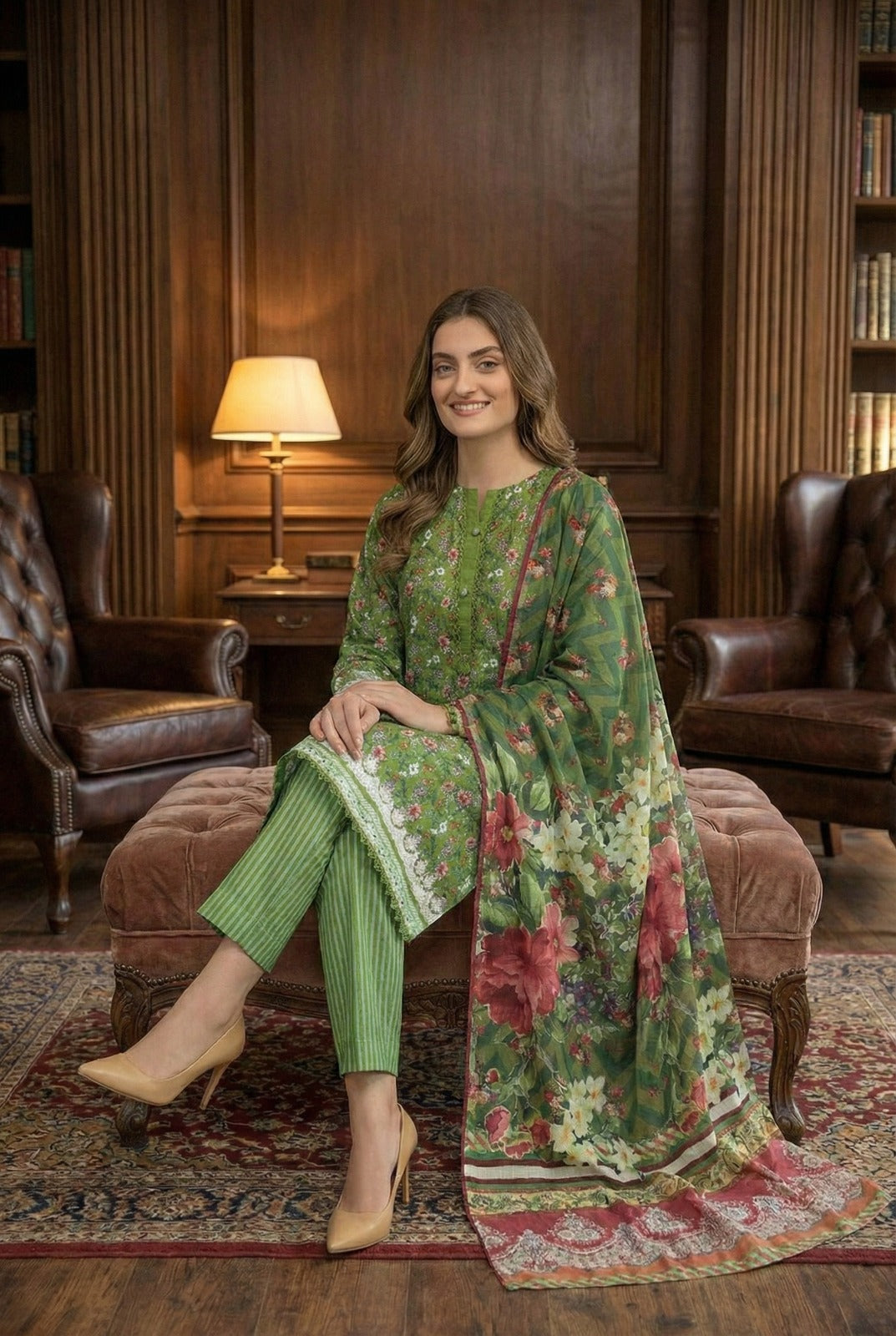 Sage Meadow | 3Pc Luxury Digital Printed Lawn